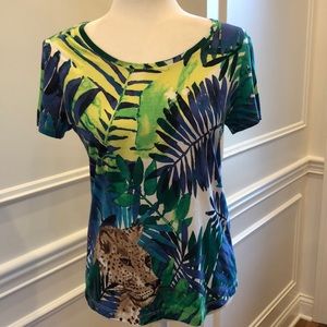 Chico’s Short Sleeve Top with Jungle Scene